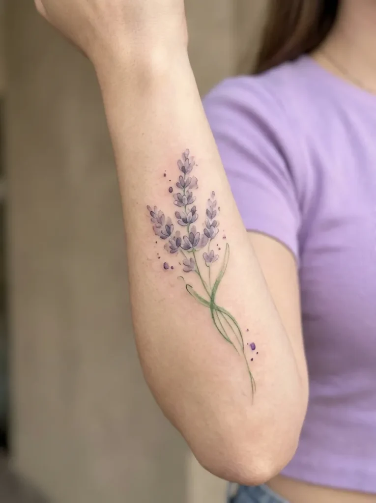 Watercolor Lavender Flower Spray