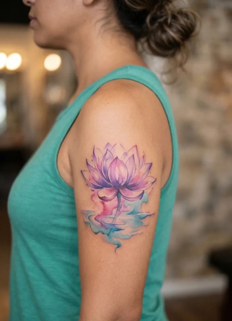 Watercolor Lotus Flower Bloom