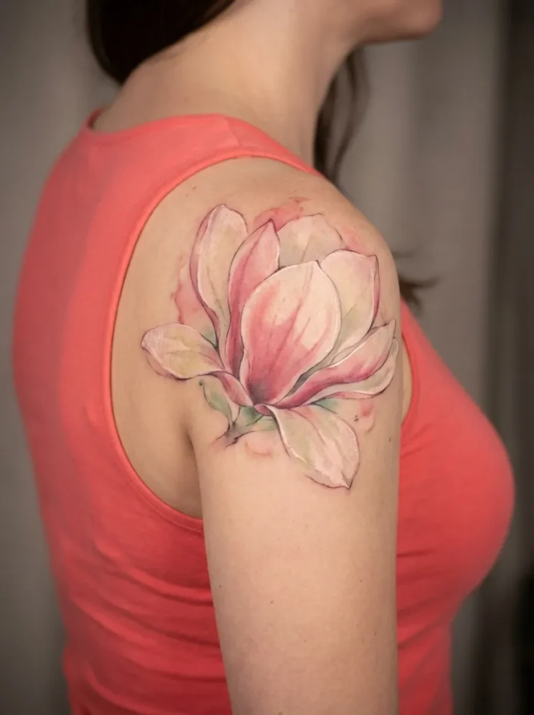 Watercolor Magnolia Flower Bloom