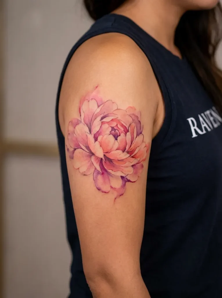 Watercolor Peony Flower