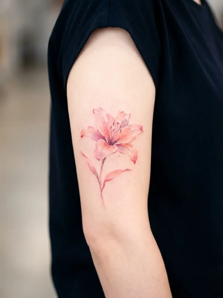 Watercolor Pink Lily Flower