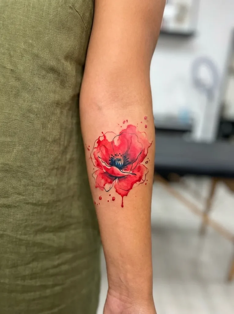 Watercolor Poppy Flower Splash