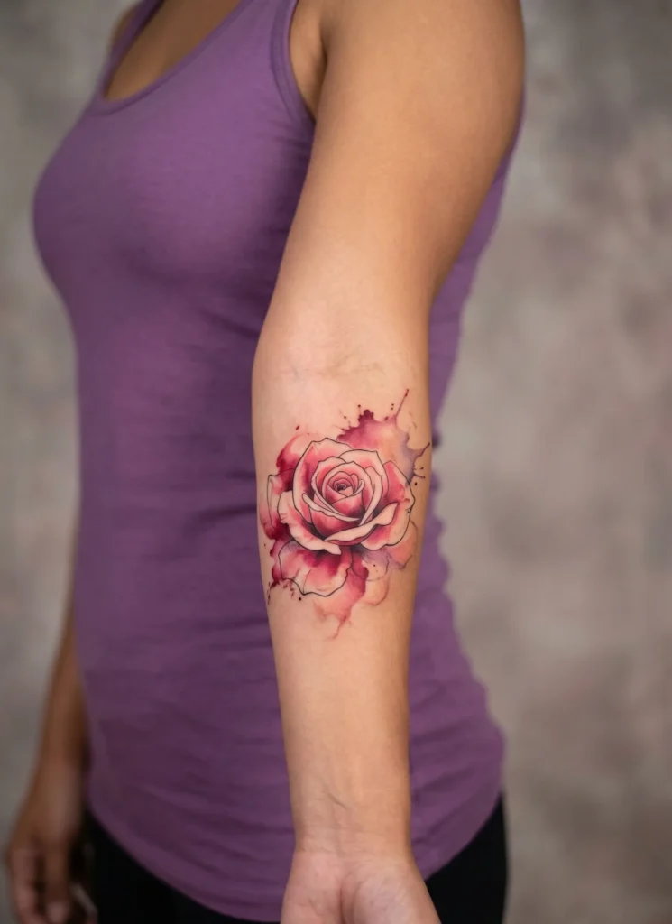 Watercolor Rose Flower Splash