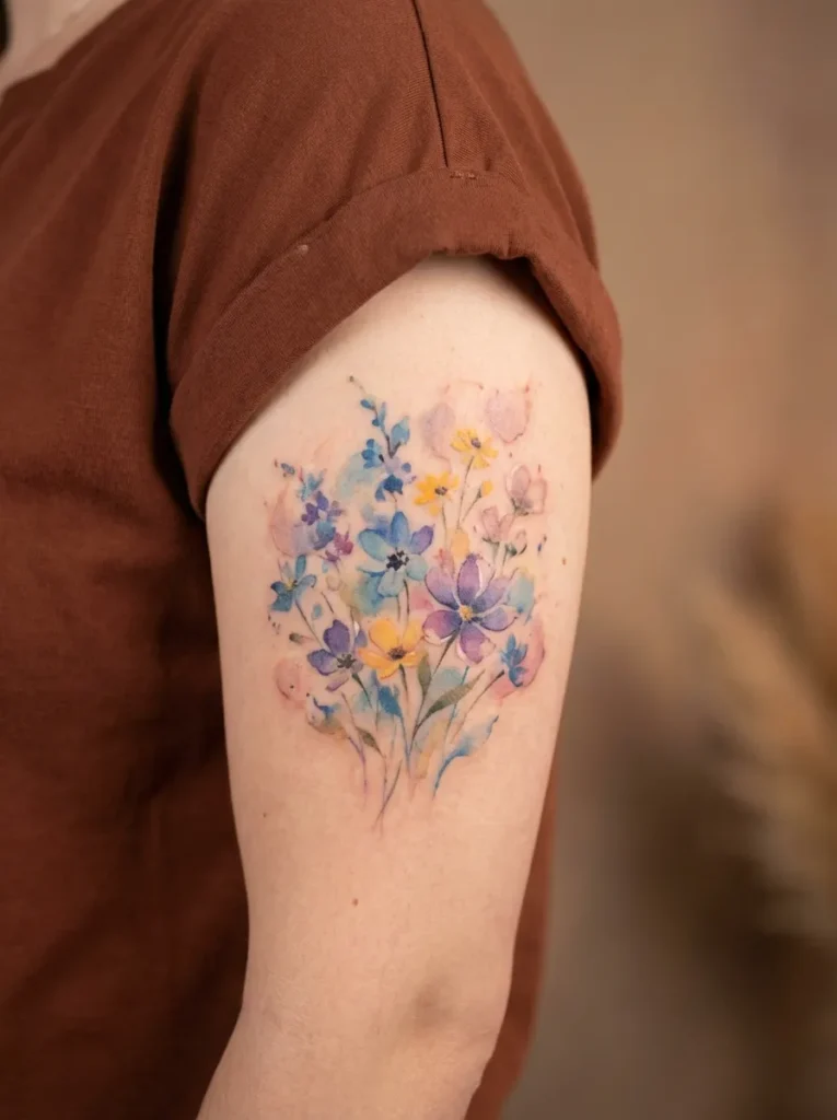 Watercolor Wildflower Cluster