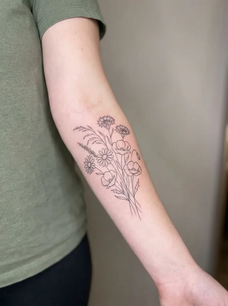 Wildflower Cluster Fine Line Design