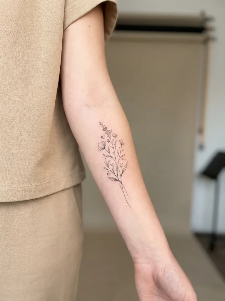 Wildflower Stem with Tiny Hearts