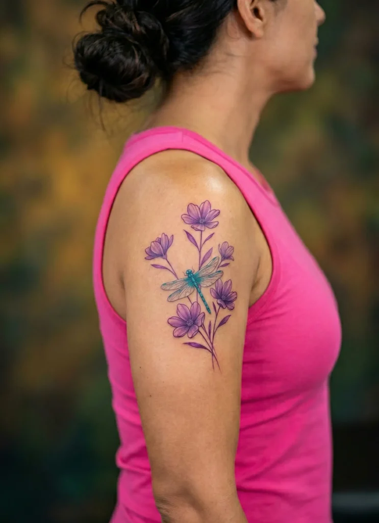 Wildflower and Dragonfly