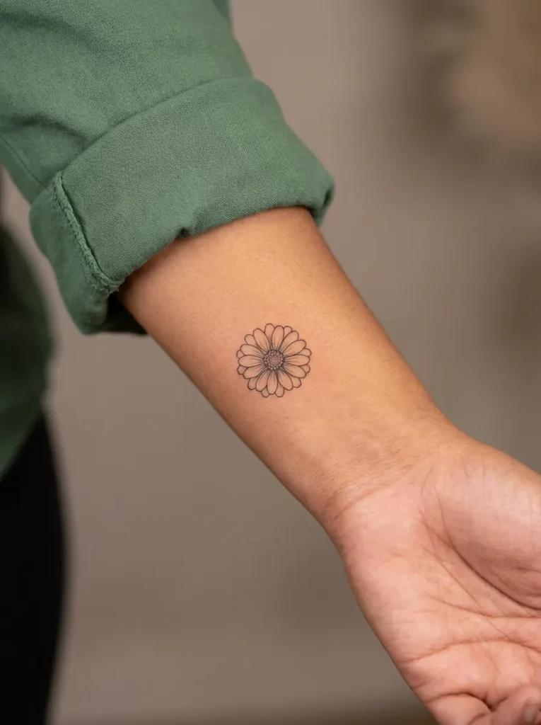 Zinnia Flower Autumn Tattoo