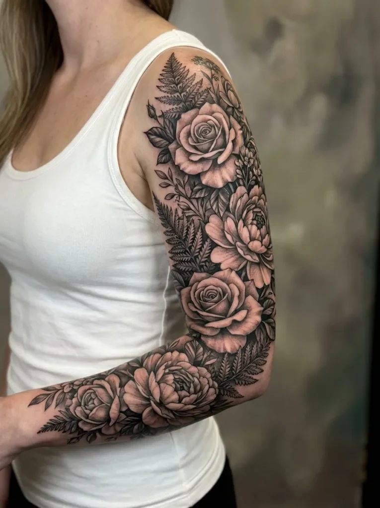 Black and Gray Floral Garden Sleeve