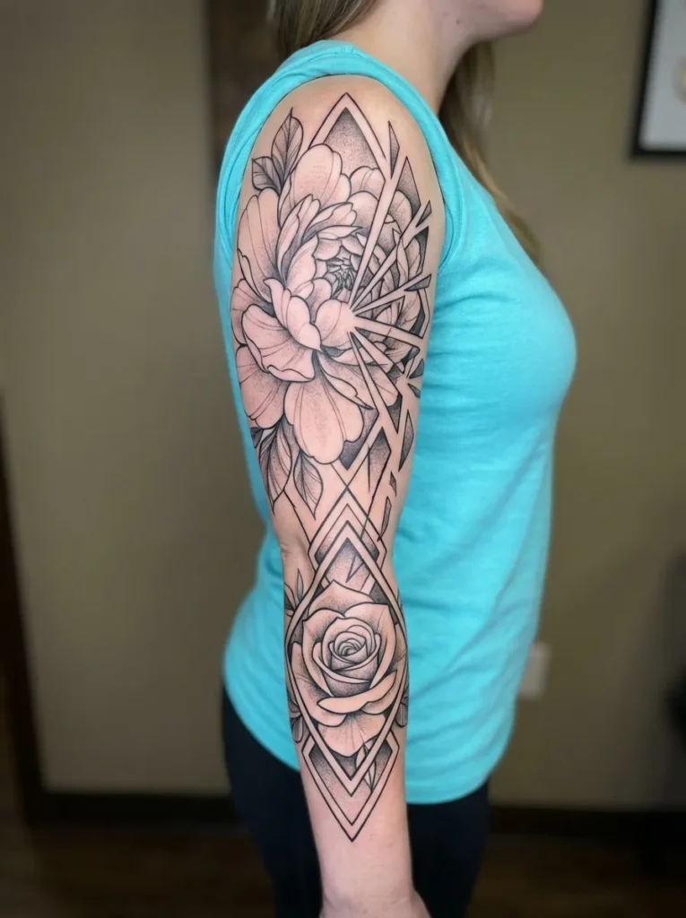 Geometric Flower and Petal Sleeve