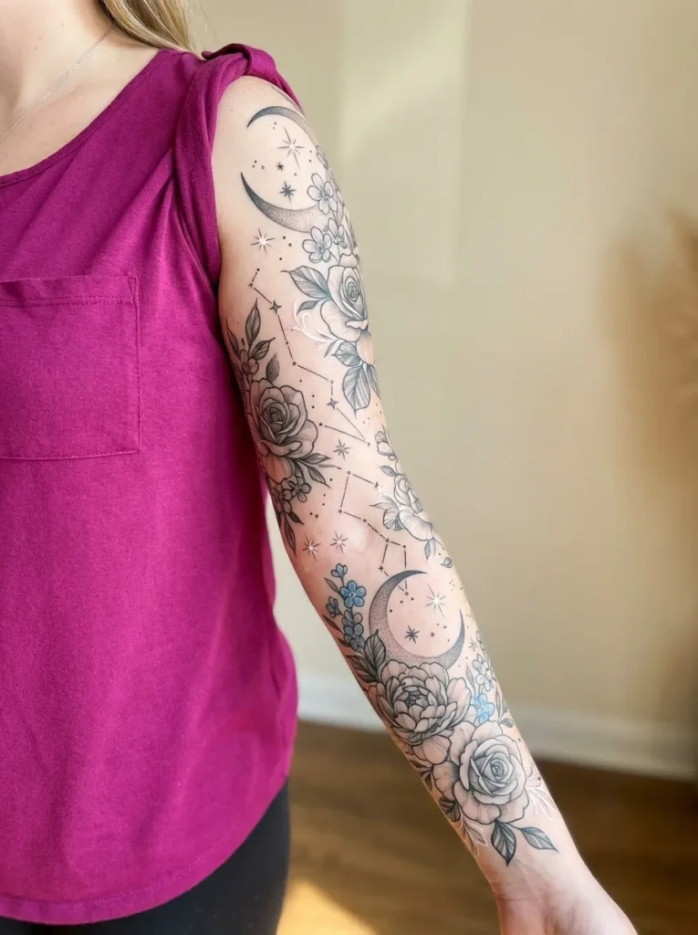 Moon and Floral Constellation Sleeve