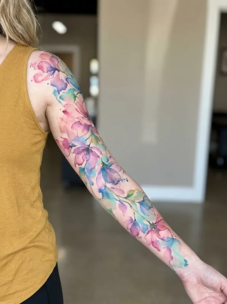  Watercolor Floral Cascade Sleeve