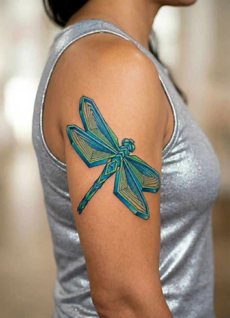 3D Geometric Dragonfly with Depth Lines