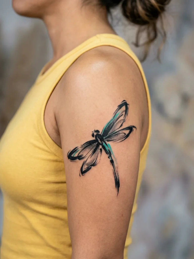 Abstract Brushstroke Dragonfly Design