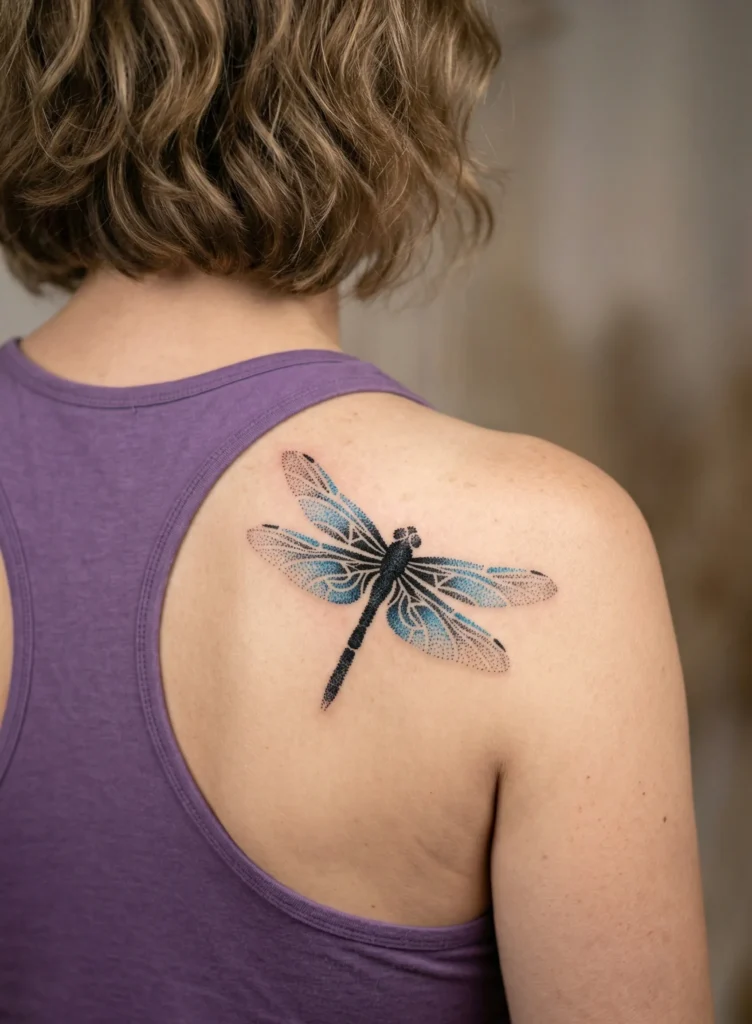 Abstract Dotwork Dragonfly Pattern