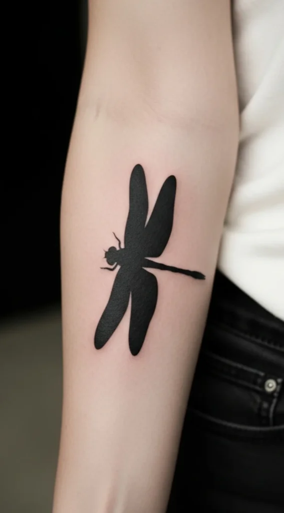 Abstract Shadowed Dragonfly Silhouette