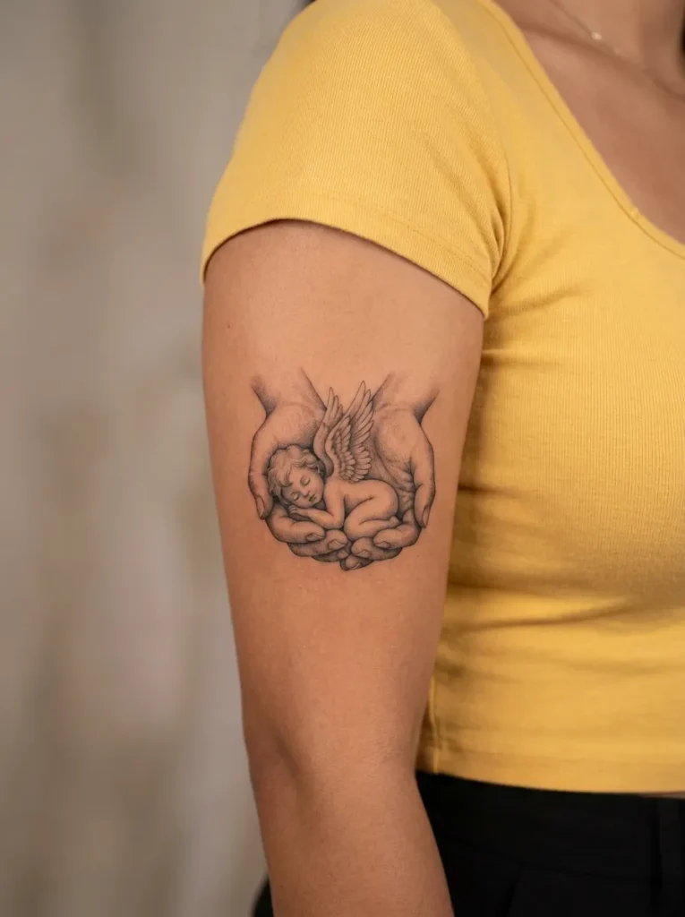 Angel Baby Resting on Hand