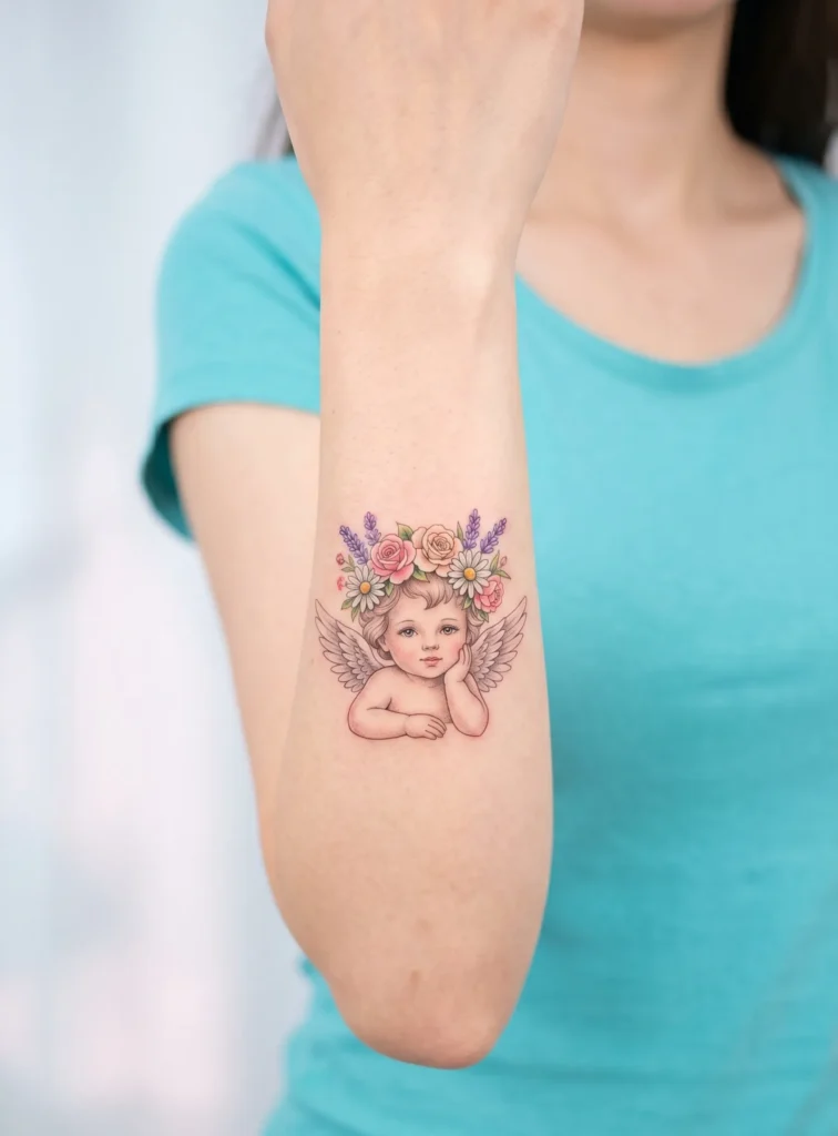 Angel Baby with Flower Crown