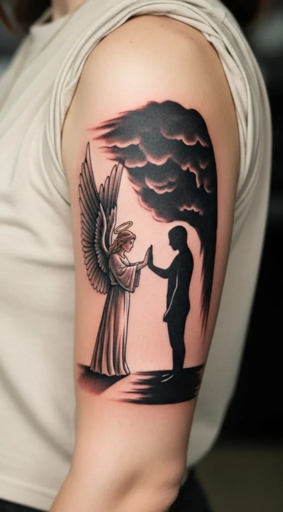 Angel Blocking Dark Shadow