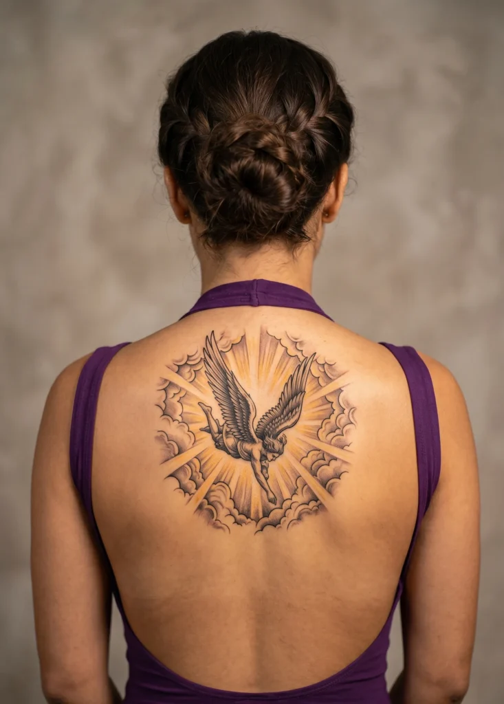 Angel Descending Through Clouds