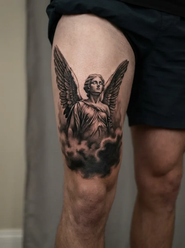 Angel Emerging from Darkness Fog