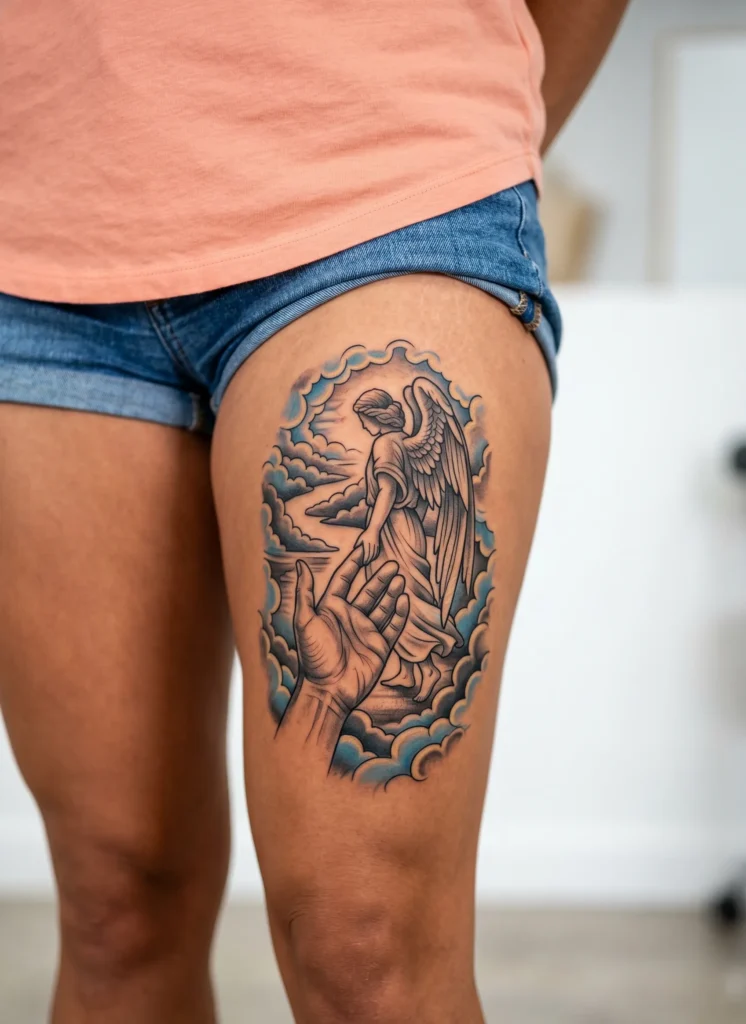 Angel Guiding Through Cloudy Path