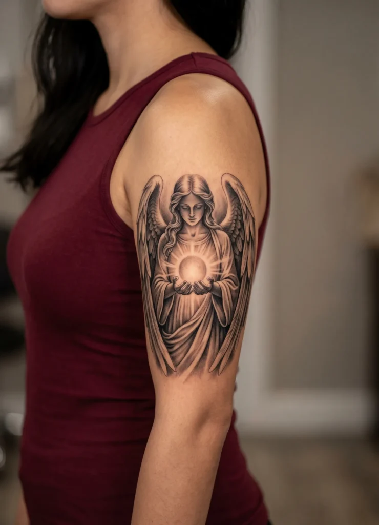 Angel Holding Light (Spiritual Realism Piece)