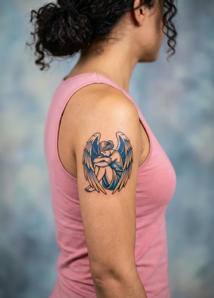 Angel Hugging Knees (Emotional Storytelling Pose)