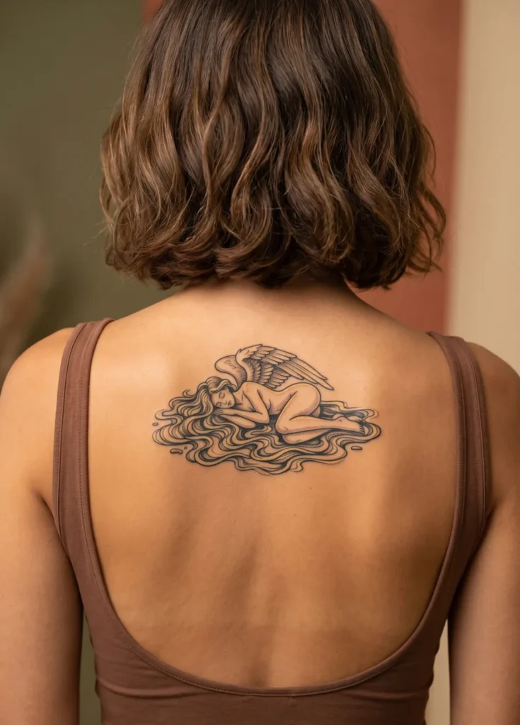 Angel Lying with Flowing Hair