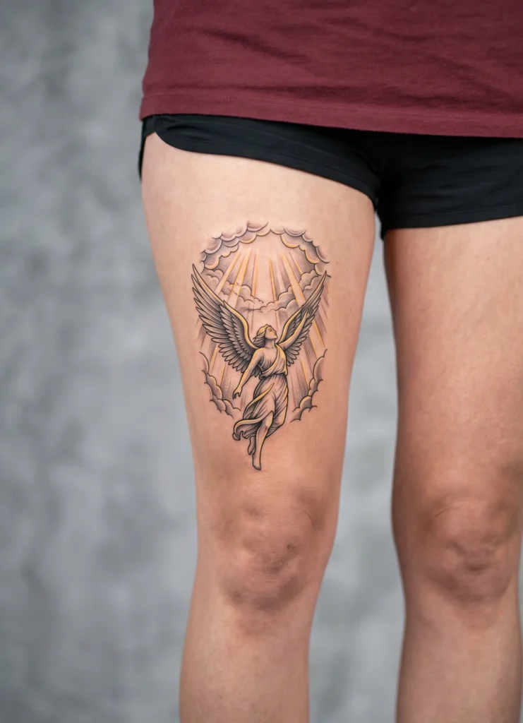 Angel Rising Above Clouds