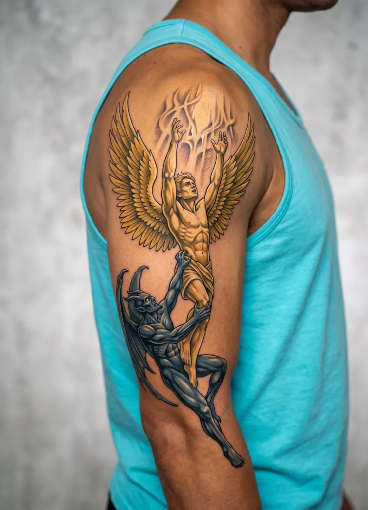 Angel Rising Demon Pulling Down