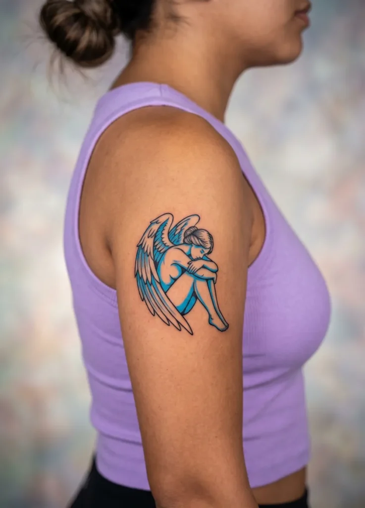 Angel Sitting with Folded Knees