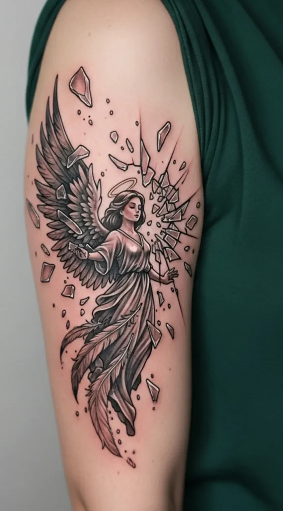 Angel Surrounded by Shattered Glass