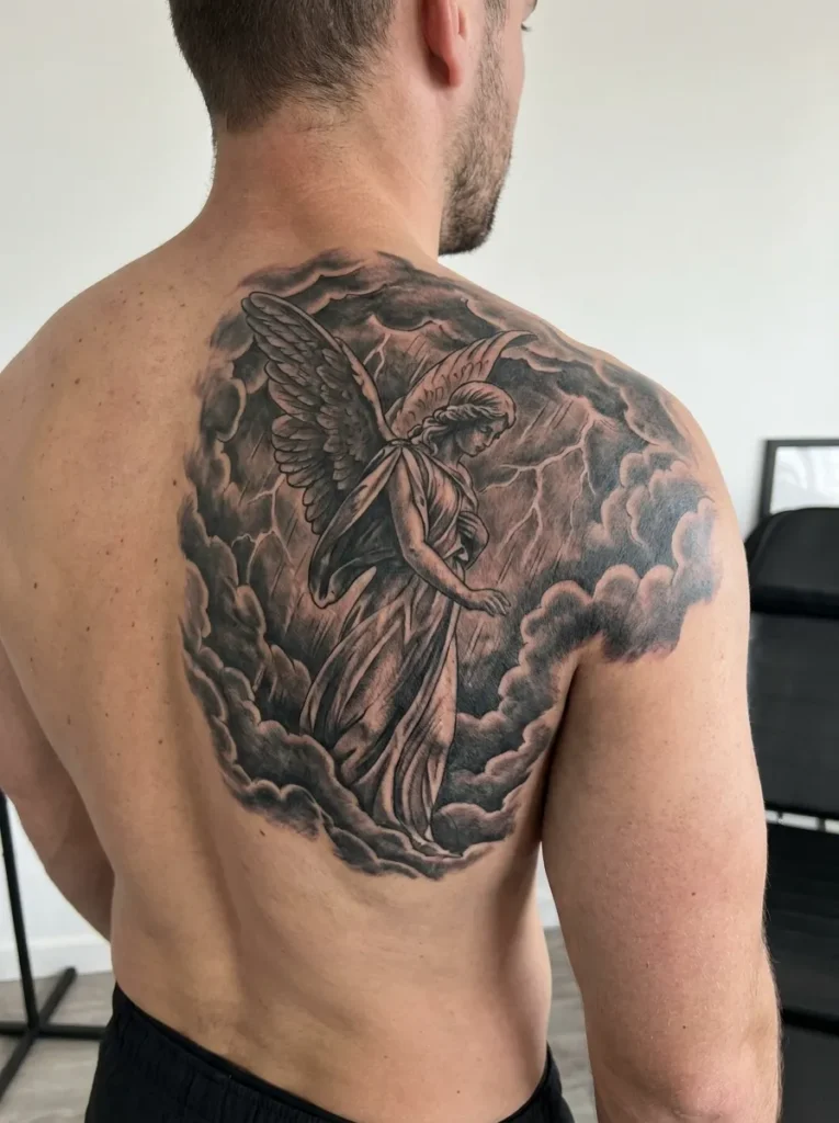 Angel Surrounded by Storm Clouds