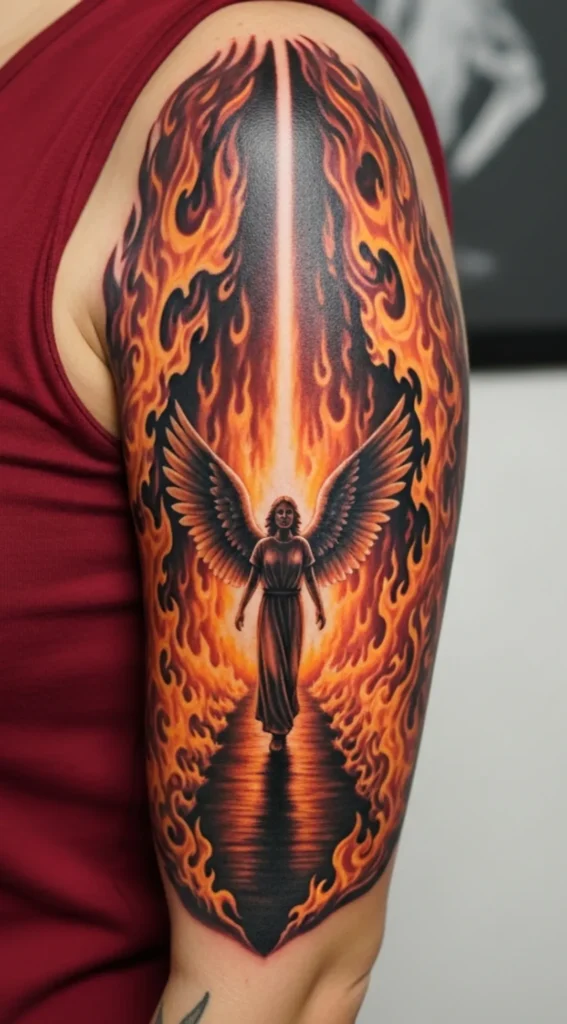 Angel Walking Through Fire Path