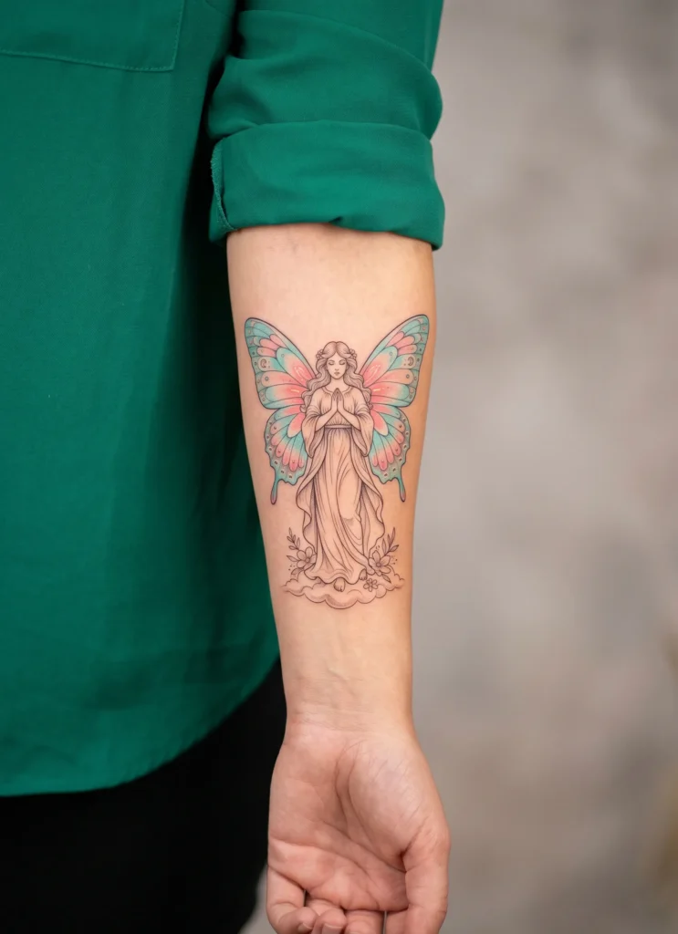 Angel with Butterfly Wings Tattoo