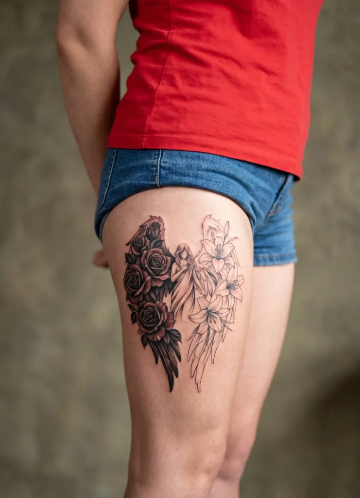 Angel with Floral Wings (Roses / Lilies)