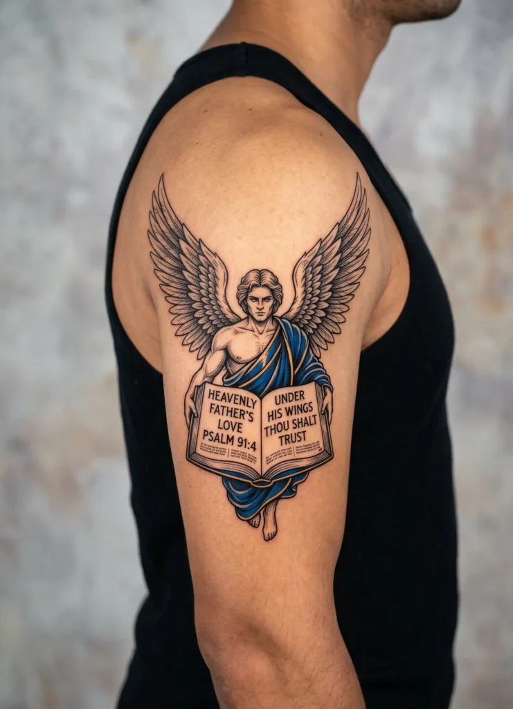 Angel with Open Bible Scene