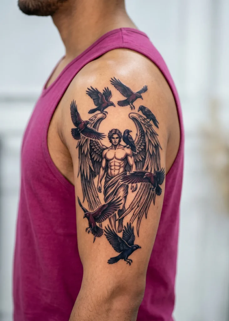 Angel with Ravens Around