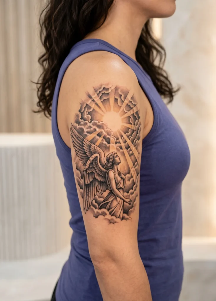 Angel with Sun Breaking Clouds