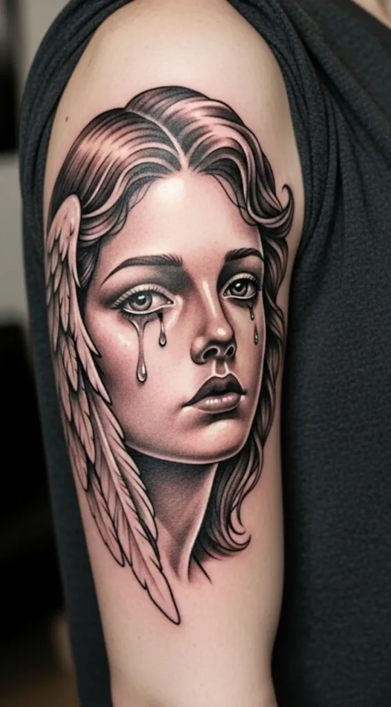 Angel with Tear Trail Detail