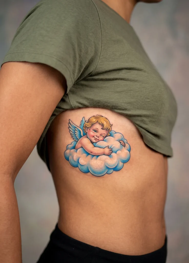 Baby Angel Hugging Cloud Pillow