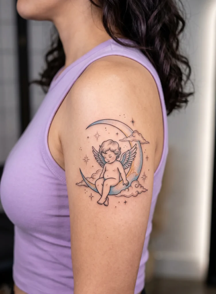 Baby Angel Sitting on Moon