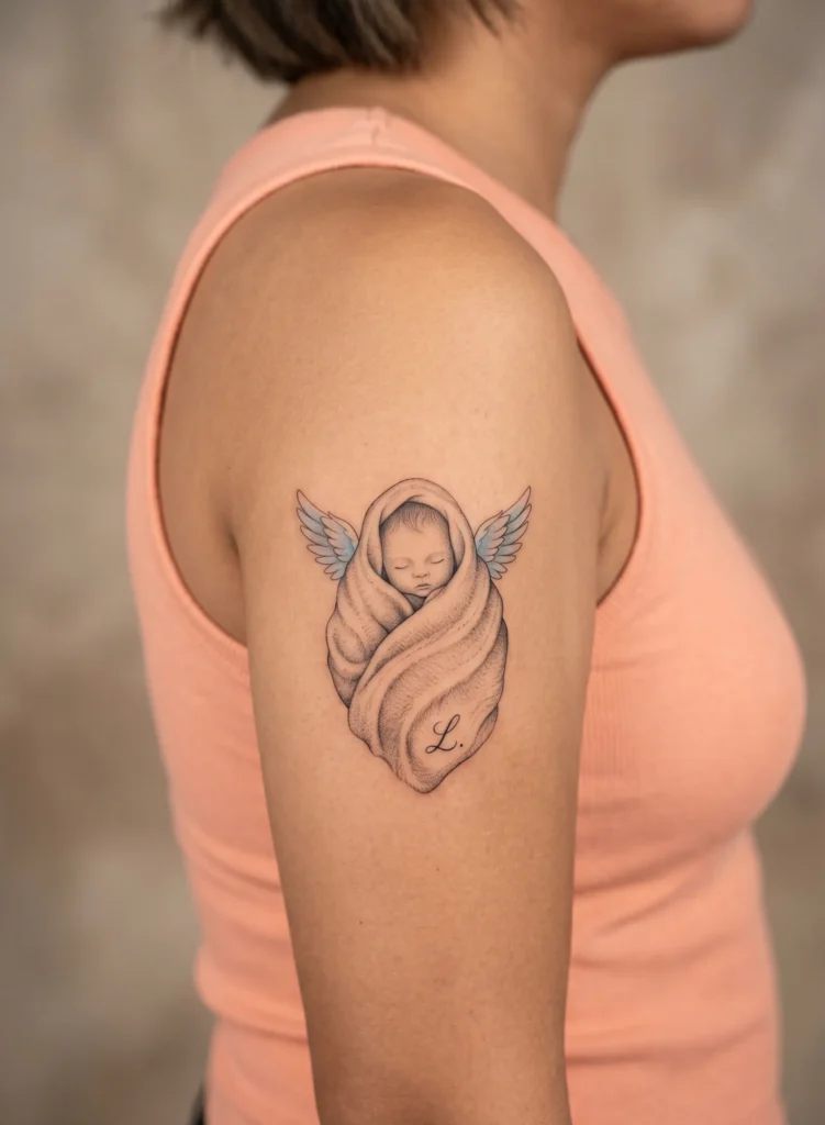 Baby Angel Wrapped in Blanket