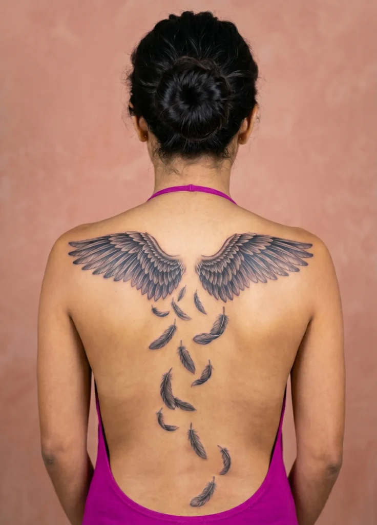 Back Wings with Falling Feathers