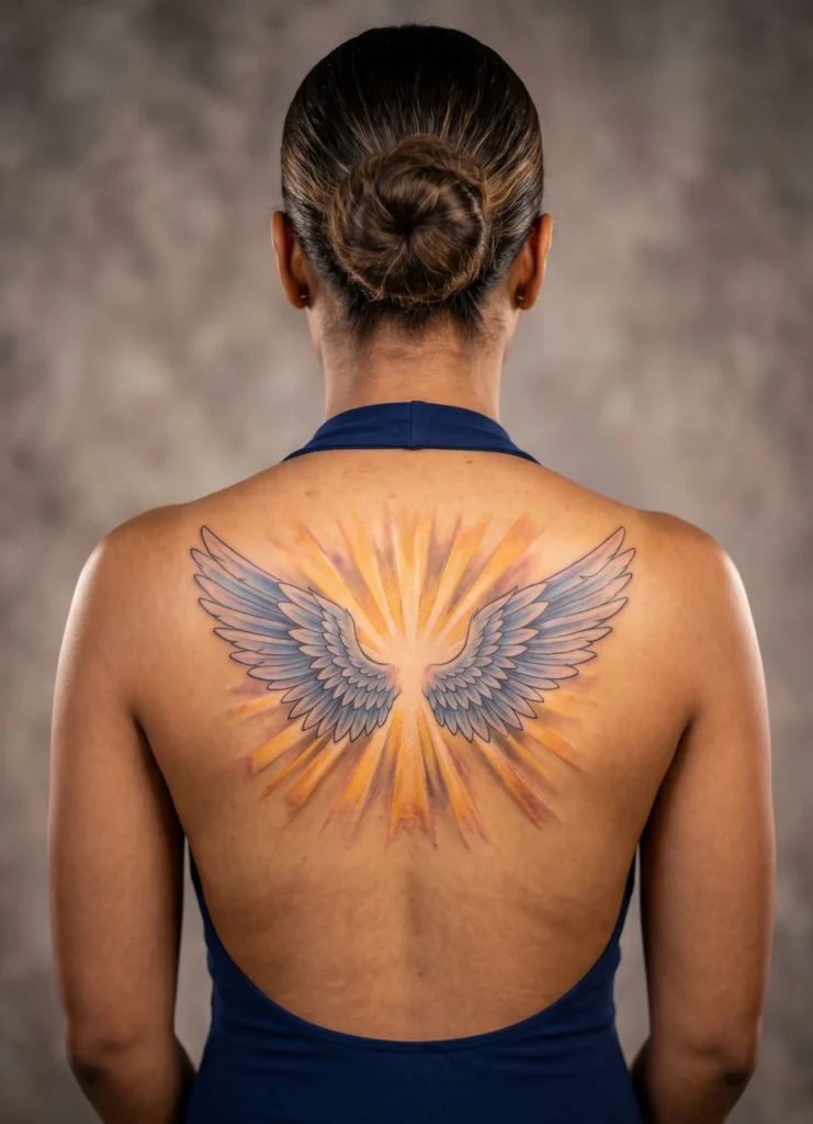 Back Wings with Light Burst