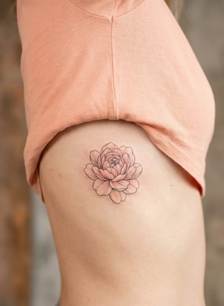 Beautiful Fine Line Flower on Rib