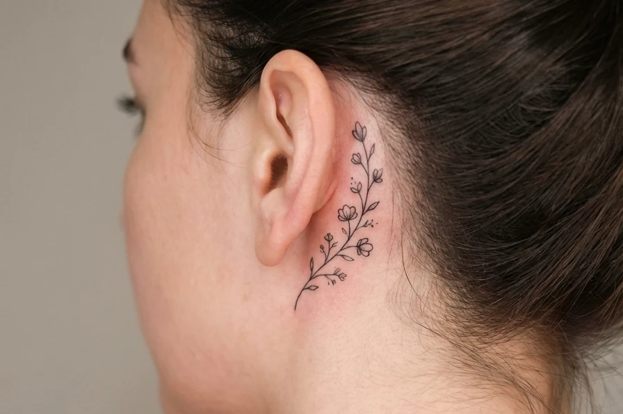 Behind The Ear Hidden Tattoo For Women