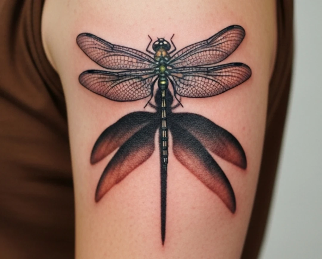 Black and Grey Dragonfly Tattoo Designs