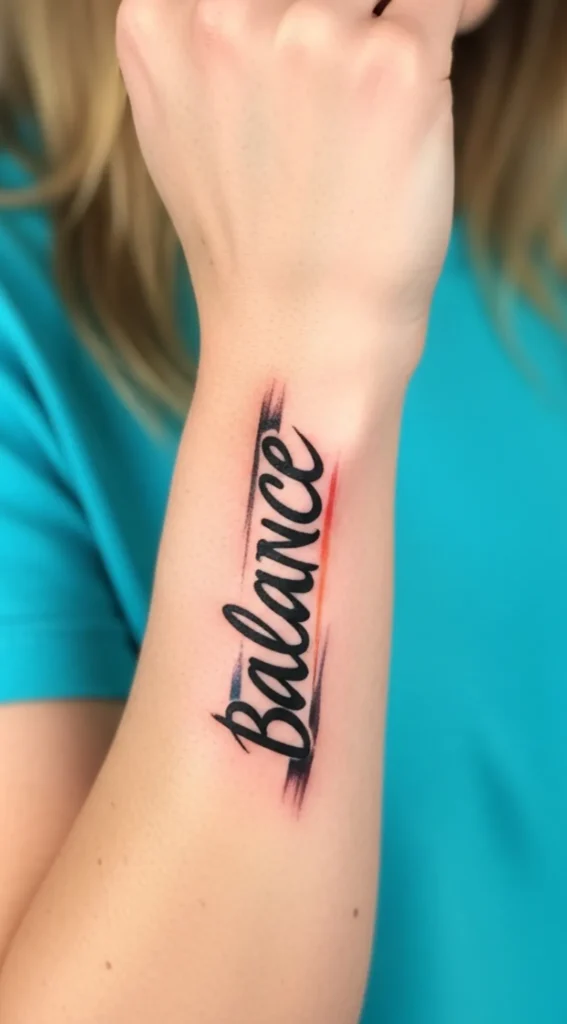 Brushstroke Style "Balance" Word on Wrist